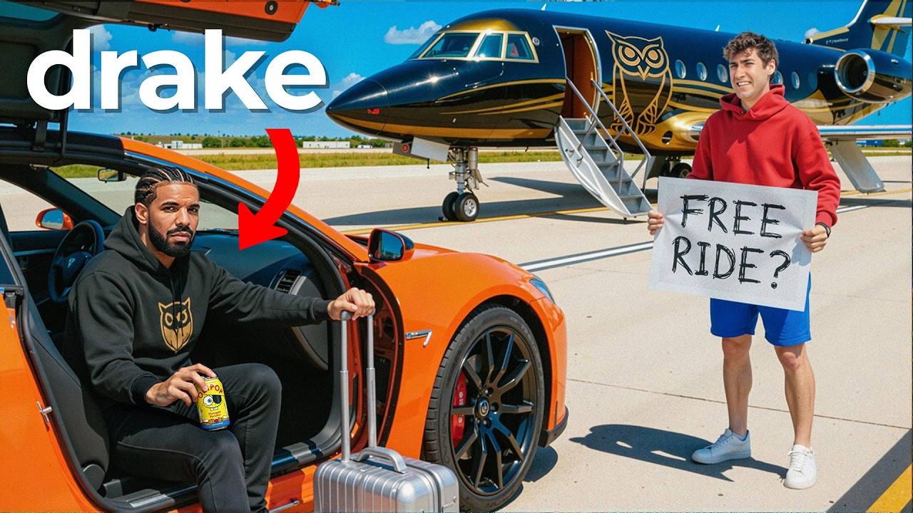 YouTube post by @airrack for OLIPOP. Caption reads: I Hitchhiked On Celebrity Private Jets.