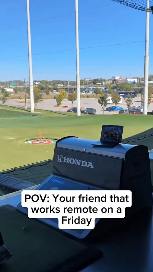 Instagram post by @corporatedudes for Topgolf. Caption reads: Topgolf Fridays > WFH Fridays #topgolfpartner.