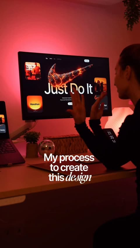 Instagram post by @marina_uiux for Picsart. Caption reads: [...] process to create this design 👇 Go to....