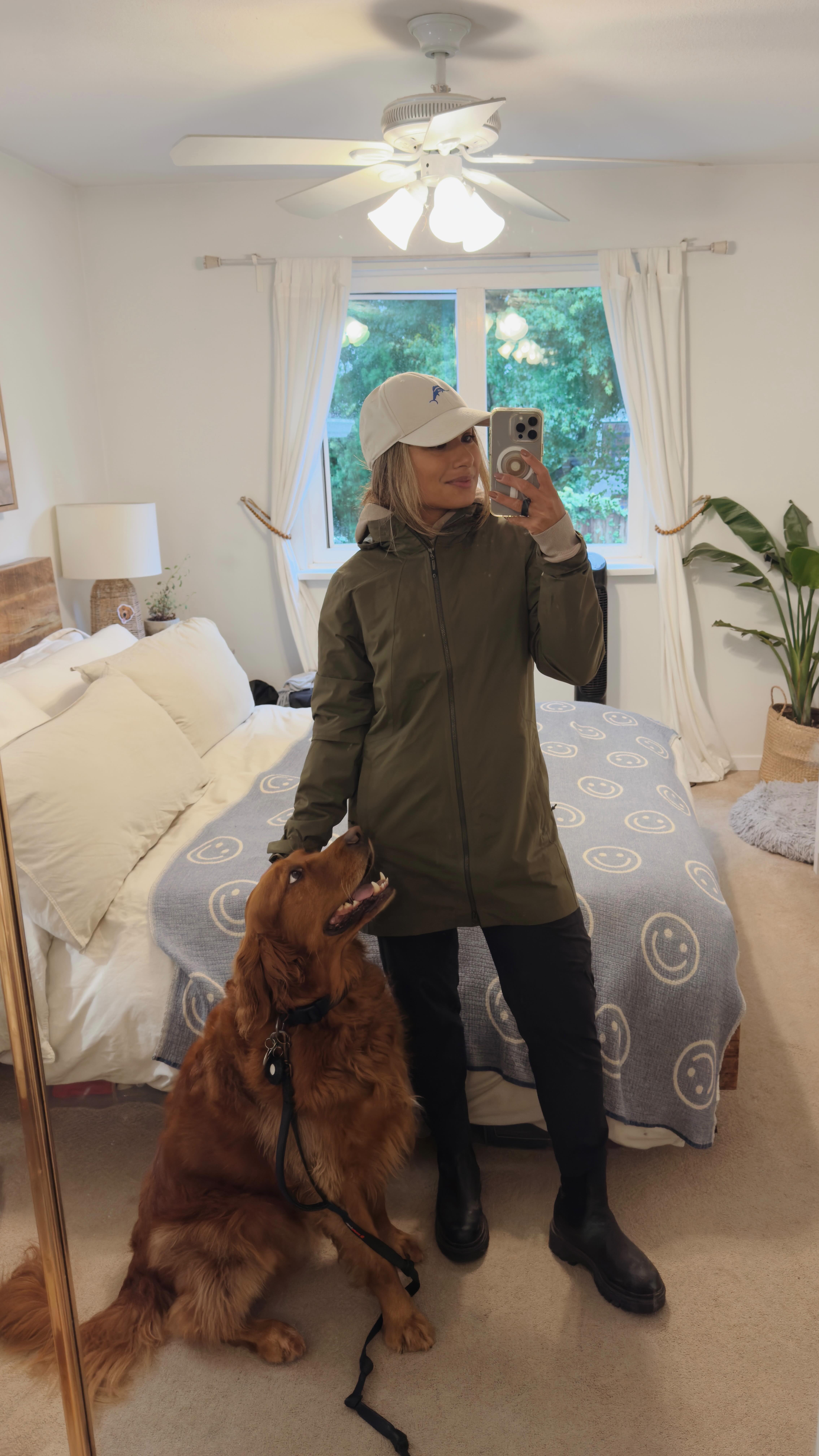 Instagram post by @alicia_haque for POPPY BARLEY. Caption reads: Vancouver is raincouvering right now & I don’t....