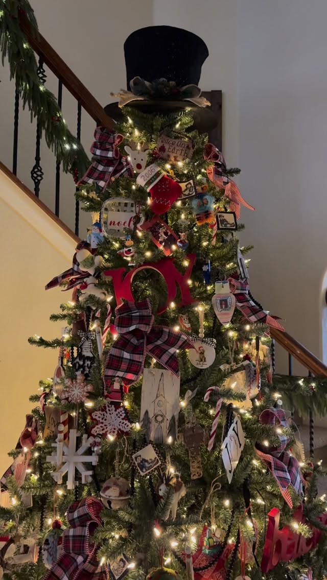 Instagram post by @mycozyporchandhome for Balsam Hill. Caption reads: Thirty plus years of Christmas memories hang on....