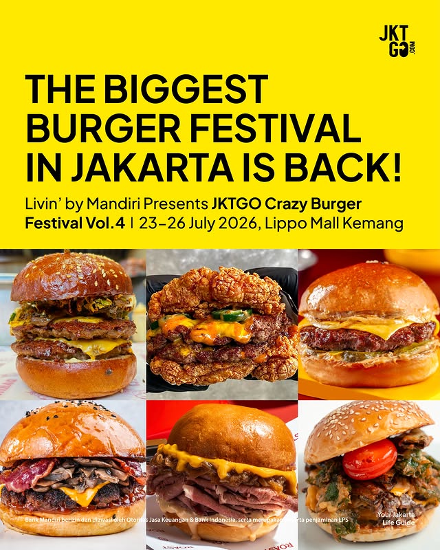 Instagram post by @lippomallkemang for Bank Mandiri. Caption reads: [...] 🔥🔥🔥 LIVIN’ BY MANDIRI PRESENTS....