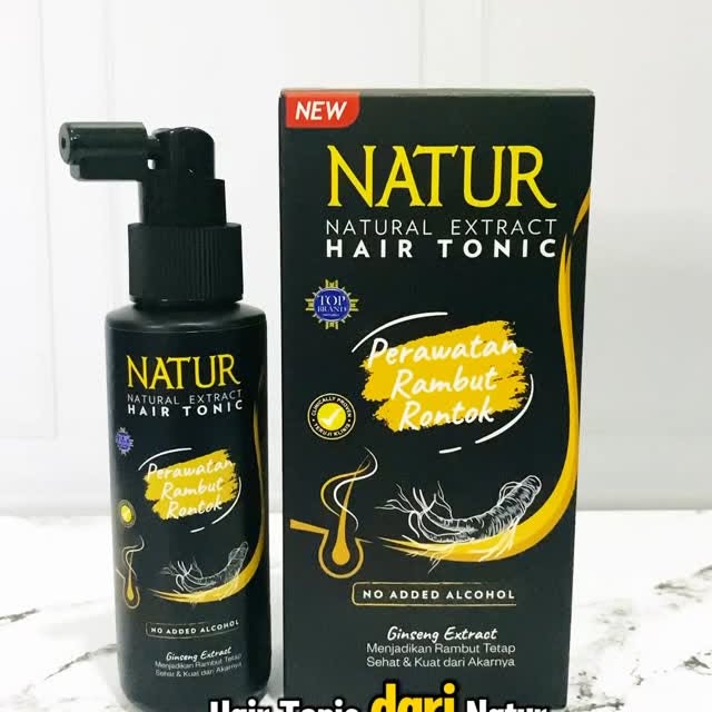 Instagram post by @giscaaputri for Natur. Caption reads: Guys, ini dia nih Hair Tonic andalan yg bikin....
