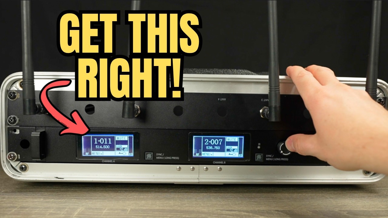 YouTube post by @ScottUhlMusic for Sweetwater Integration. Caption reads: Important Things To Set Correctly With WIRELESS....