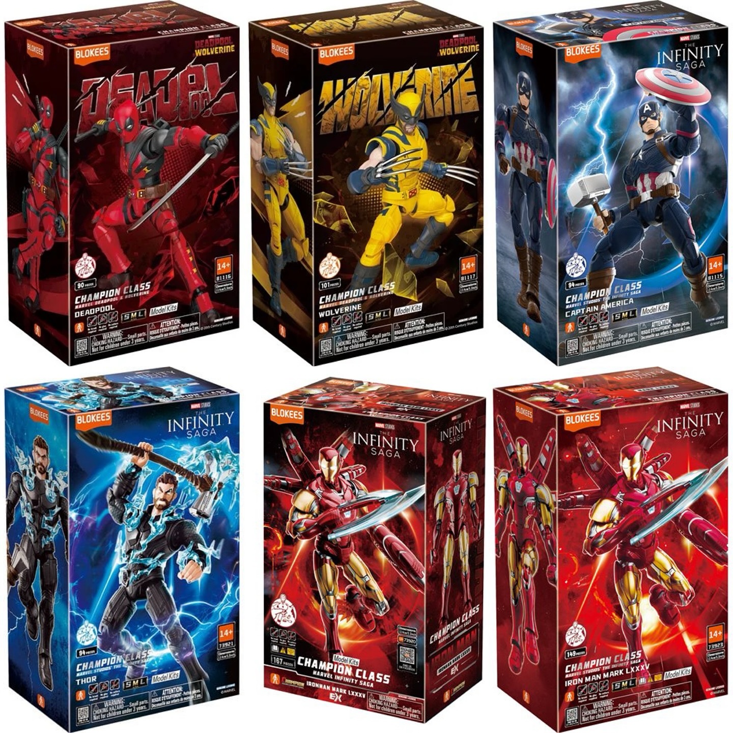 Instagram post by @inpursuitoftoys for Entertainment Earth. Caption reads: Blokees Marvel Infinity Saga Champion Class Model....