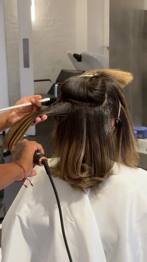 Instagram post by @freshlengths for CÉCRED. Caption reads: AD The @cecred salon chair felt like the perfect....