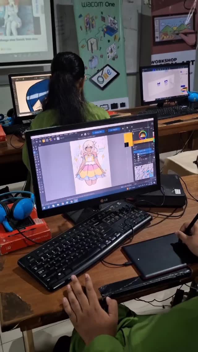 Instagram post by @dhanypramata for Wacom. Caption reads: Keseruan  workshop "Digital Art" di....