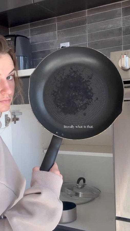 Instagram post by @goesbymeg for Caraway Home. Caption reads: ask your “20 something” about their pots and pans....