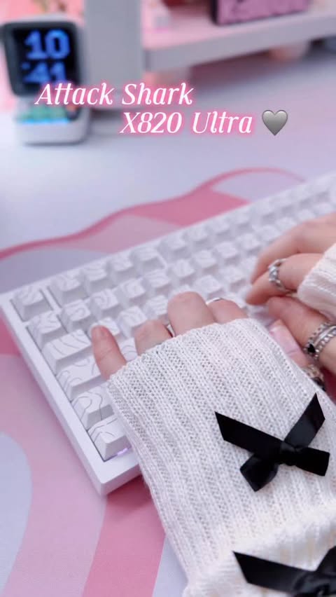 Instagram post by @kaileune for Attack Shark. Caption reads: #gifted • @attacksharkgear X820 Ultra keyboard....