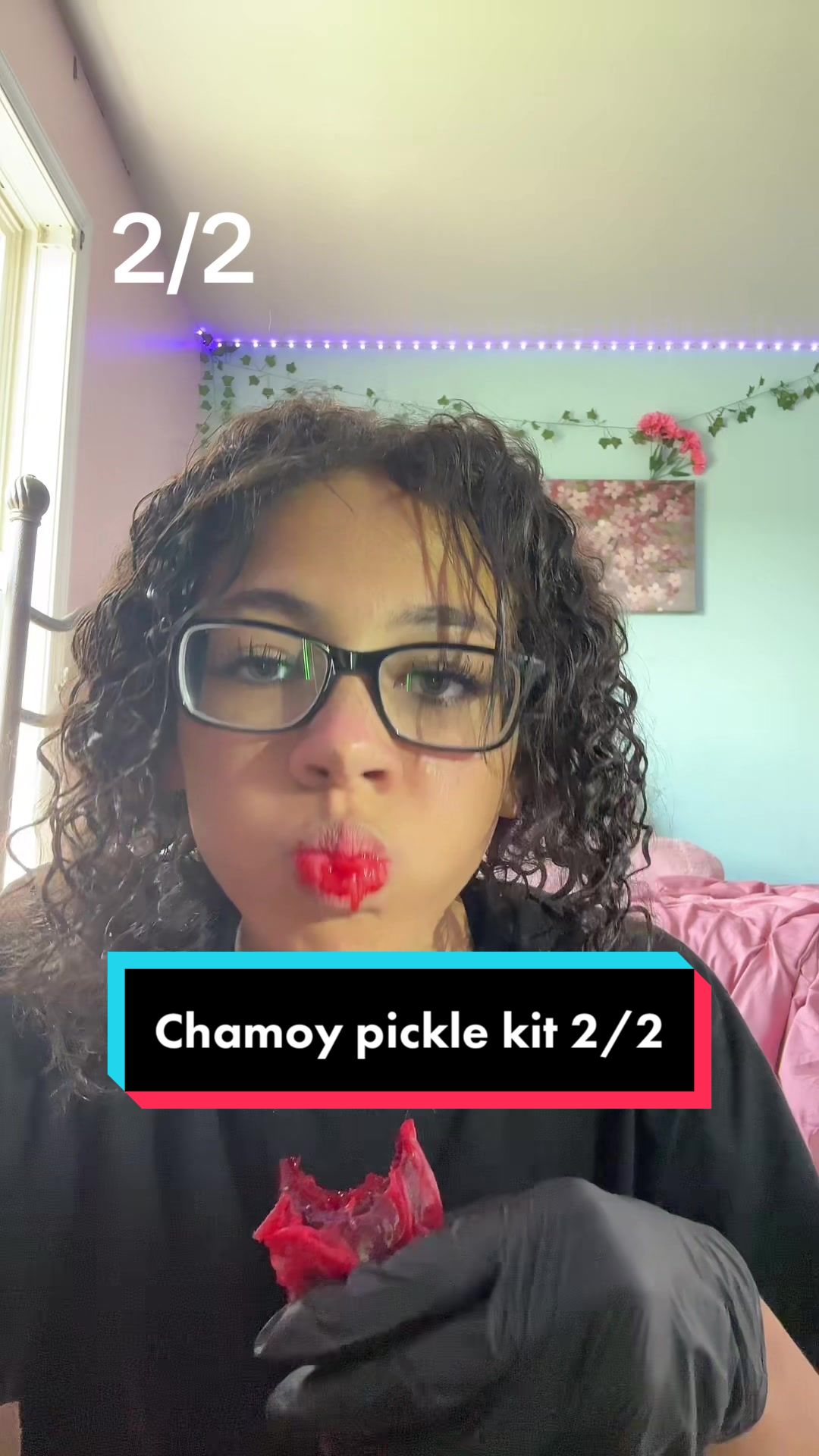 TikTok post by @fw.meong for Bussin Snacks. Caption reads: [...] #fy #chamoypickle #chamoypicklekit....