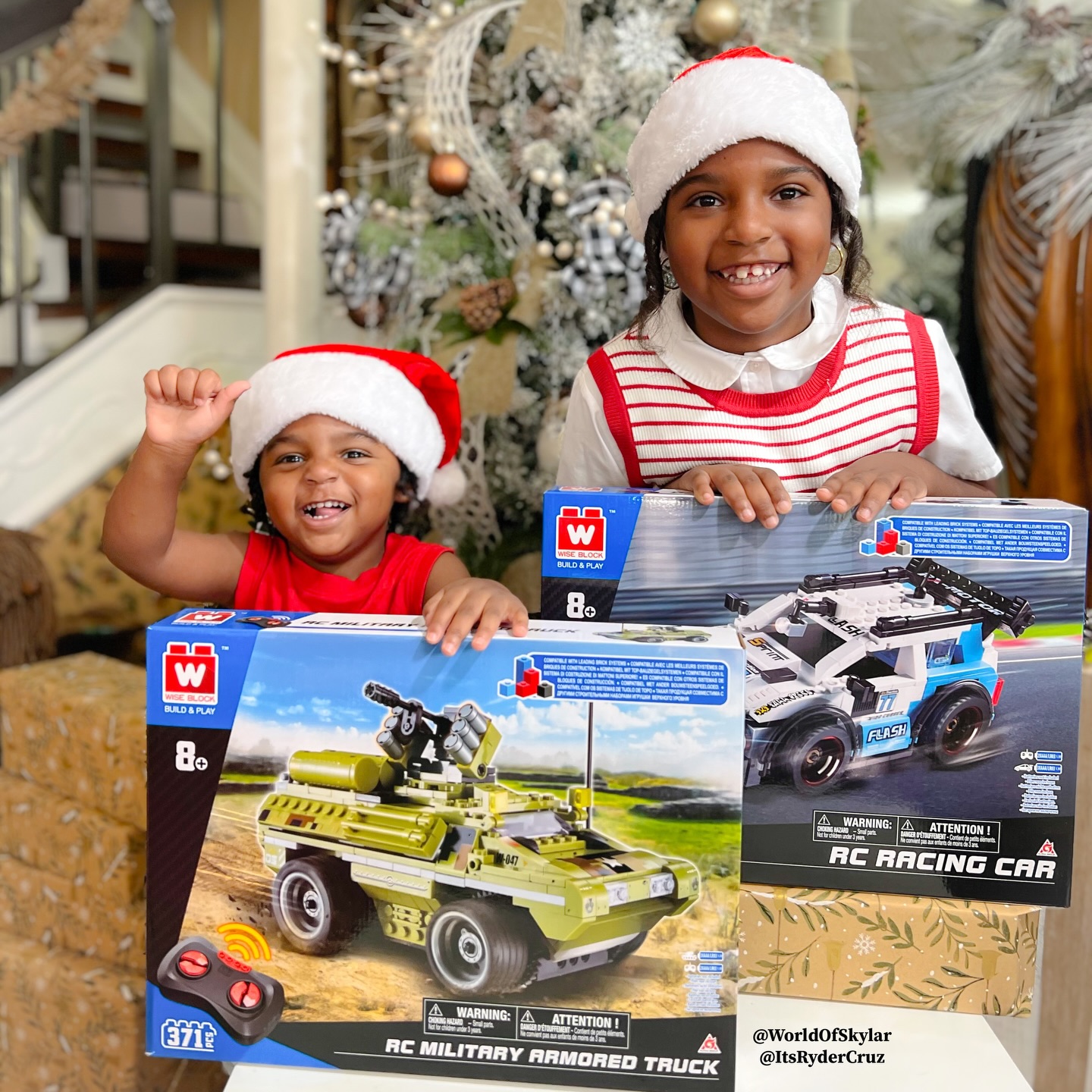 Instagram post by @worldofskylar for Alpha Toys. Caption reads: 🎁Holiday Gift Guide 2025🎁
❤️Wise Block Toys for....