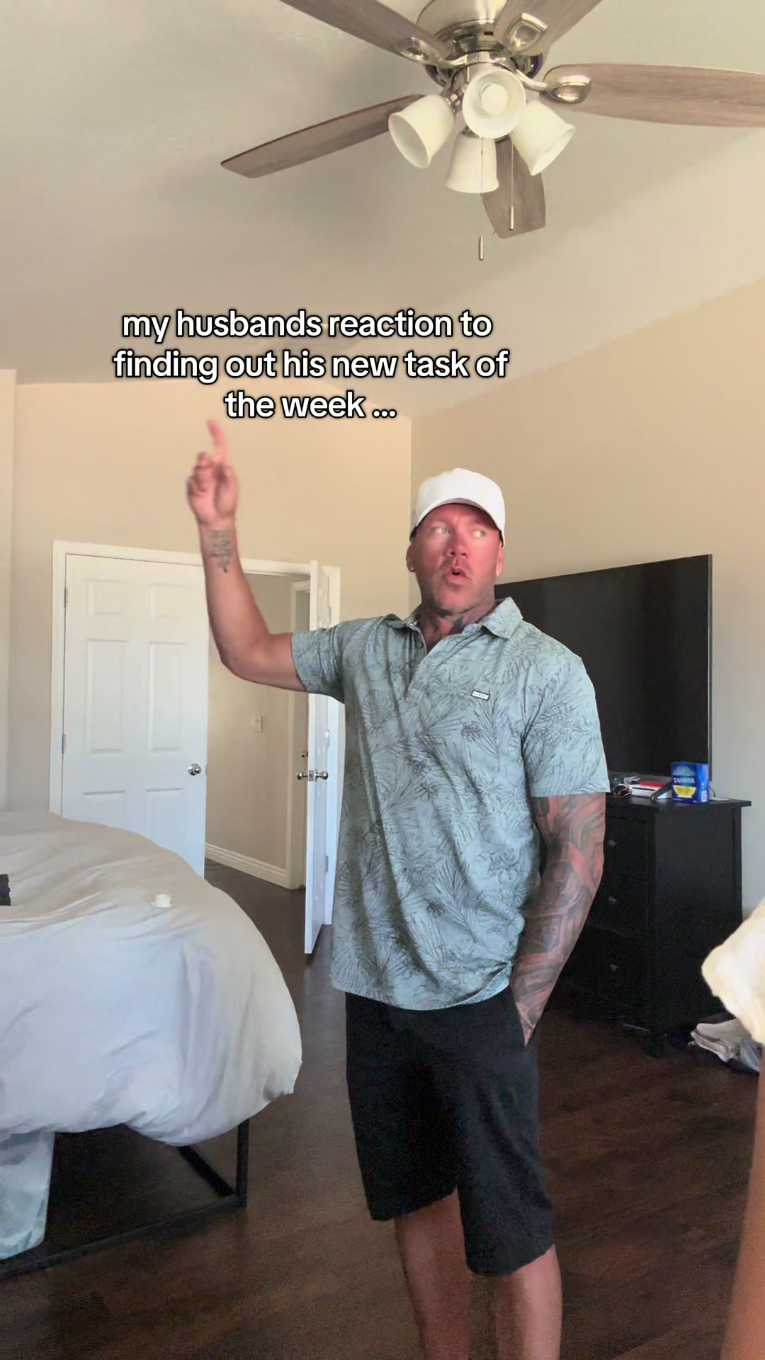 TikTok post by @sav_chapin for lovevsdesign. Caption reads: I picked the wallpaper… he became the handyman....