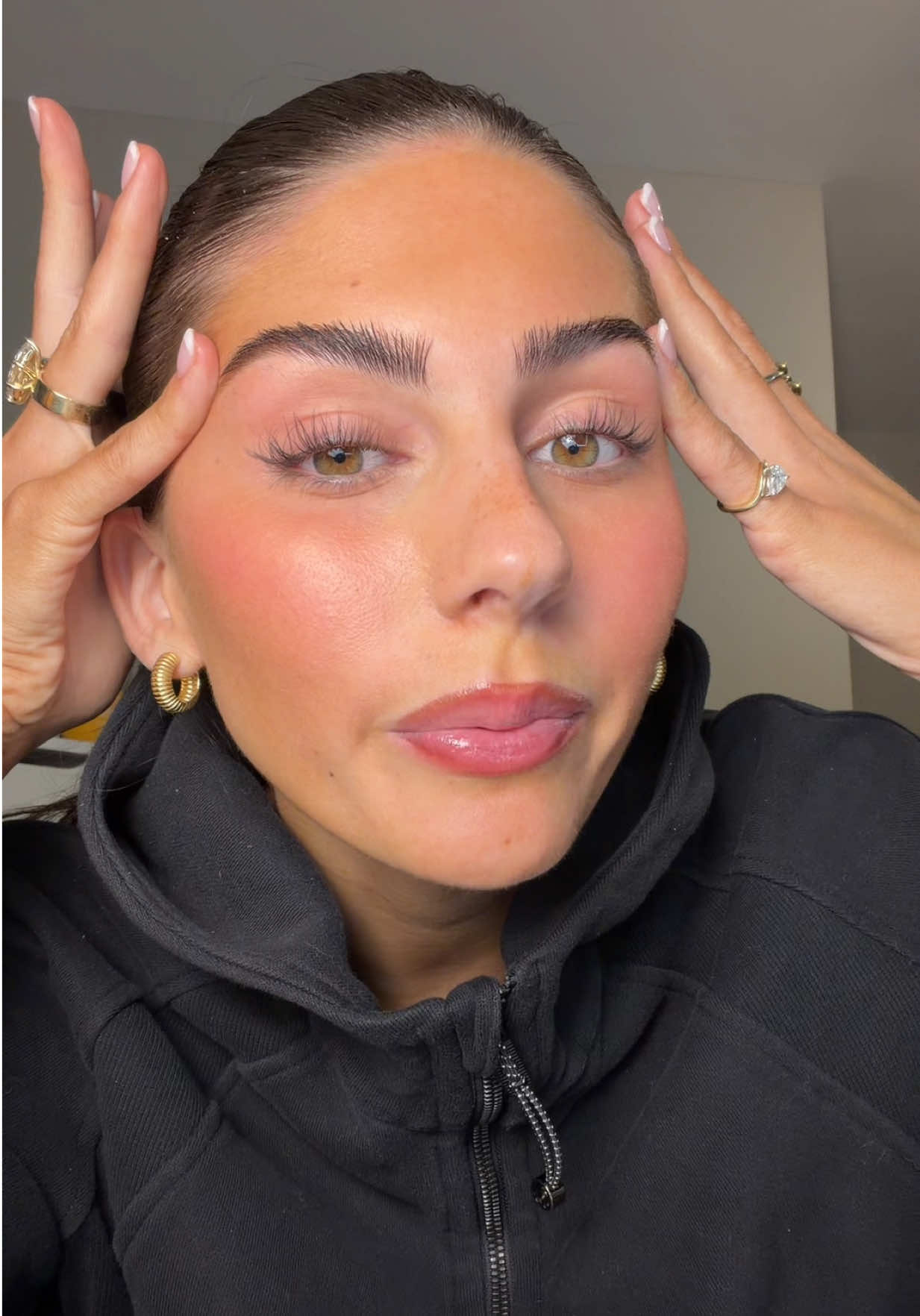 TikTok post by @oliviaboblet for Grande Cosmetics. Caption reads: Grandelash SENSITIVE FOR ALL MY SENSITIVE GIRLIES....