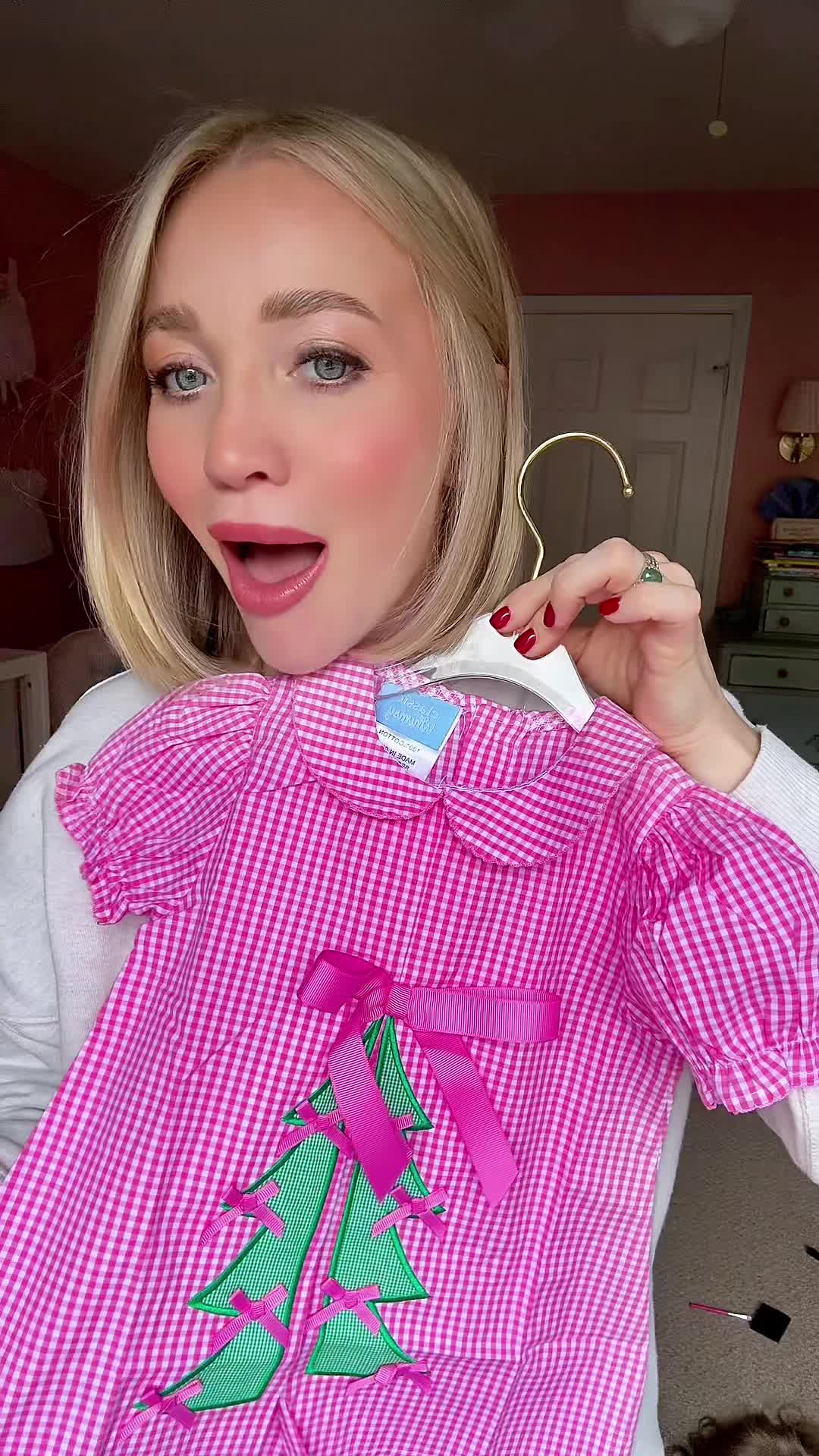 TikTok post by @tayplemmons for Classic Whimsy. Caption reads: The CUTEST pinkmas moment from @Classic Whimsy !!....