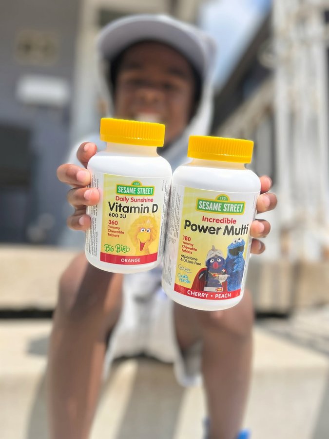 Instagram post by @thatcurlyhairmom for Webber Naturals. Caption reads: [...] the label #ad #seasmestreetvitamins....