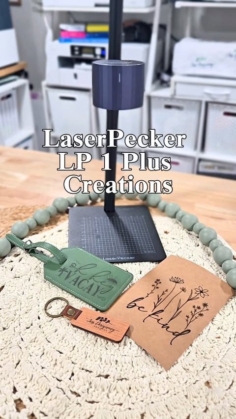 Instagram post by @jessdesigningforyou for LaserPecker. Caption reads: [...] compact, and so easy to use ✨ The....