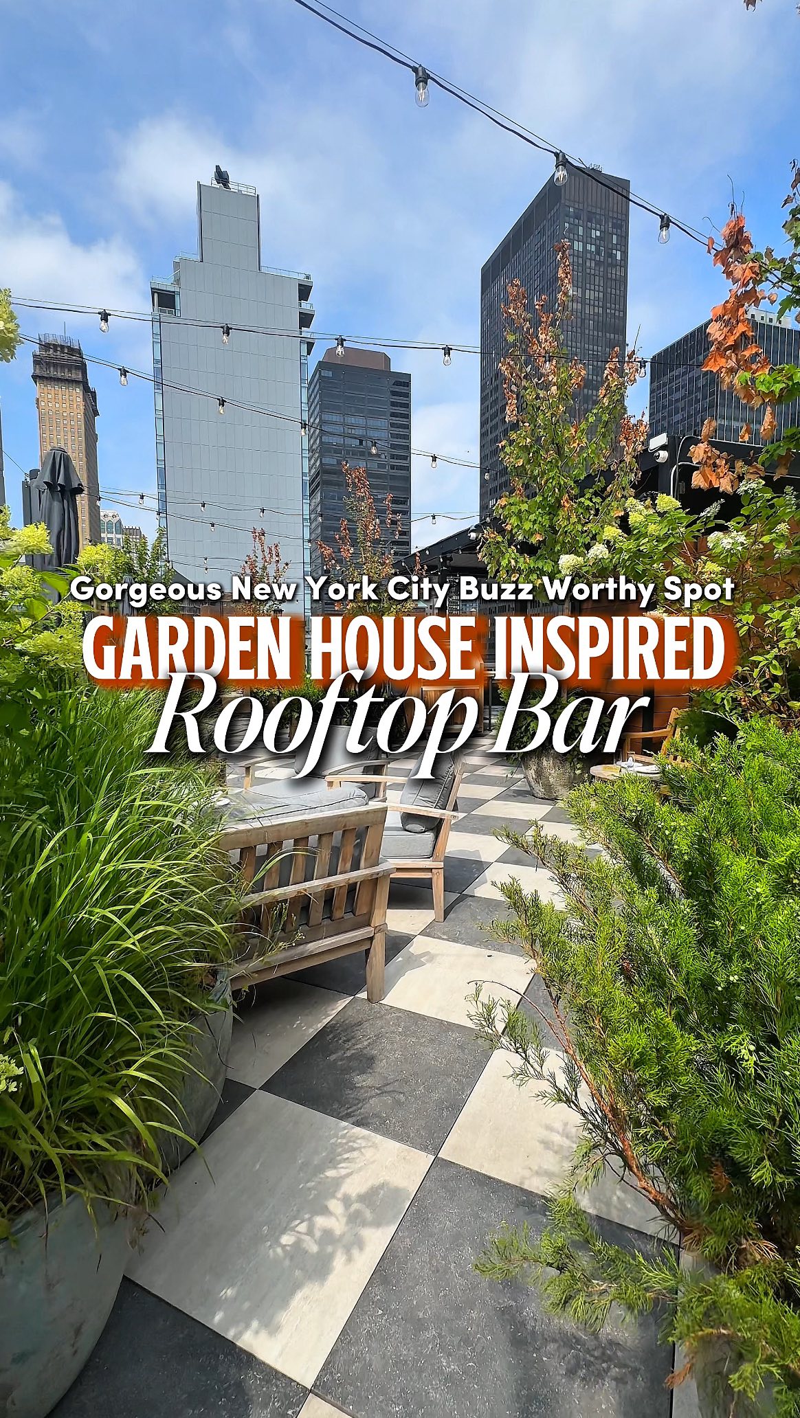 Instagram post by @theexcursiondoctor for Yelp. Caption reads: Dreamy Rooftop To Visit In New York City....