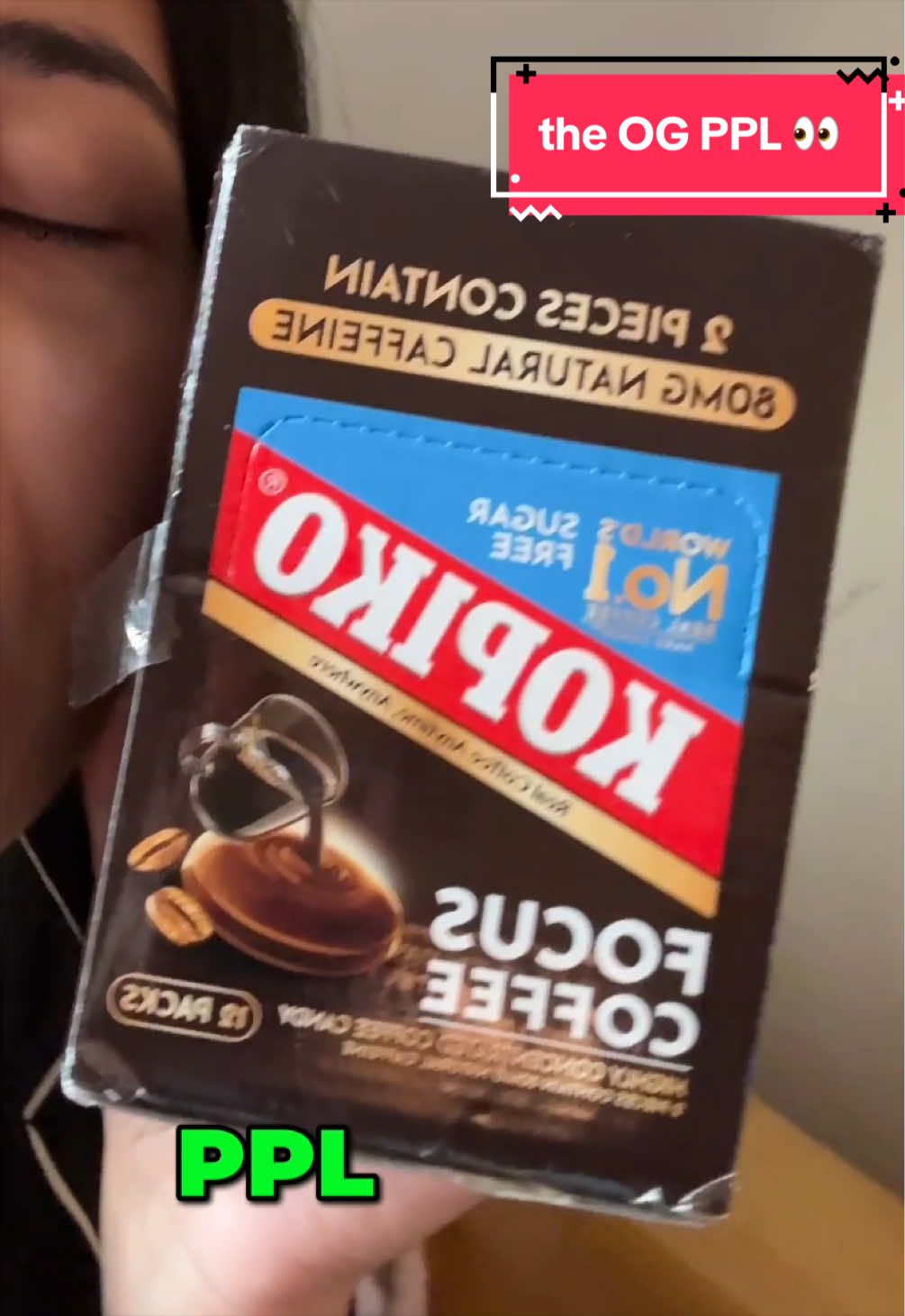 TikTok post by @lilbrownsugaaaaa for Kopiko USA. Caption reads: trying the og kdrama ppl - the infamous KOPIKO....
