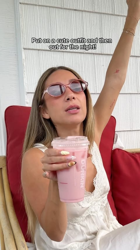 Instagram post by @kaylamichellefisher for Dunkin’. Caption reads: [...] vision for this summer, who’s with me??....