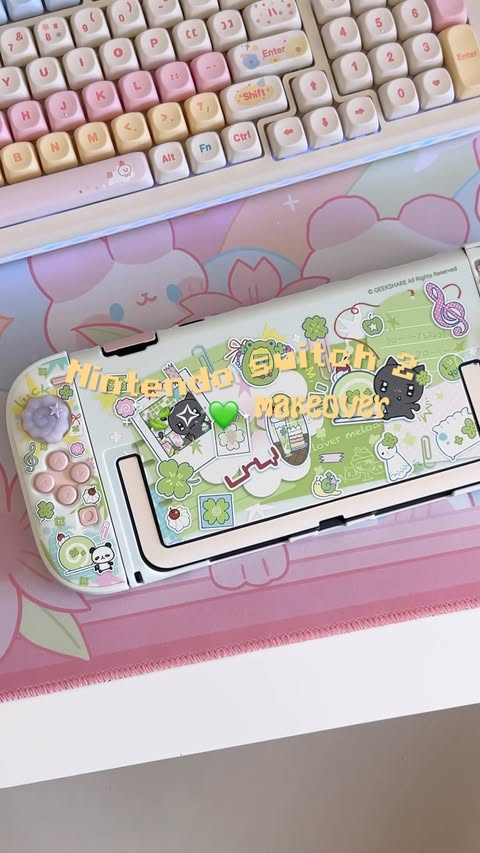 Instagram post by @cosyhazelnut for Geekshare. Caption reads: [...] switch 2 keeps getting cuter 🫪....