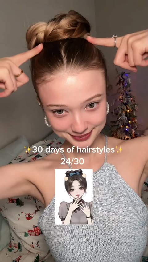 Instagram post by @jinxiike for Herbal Essences. Caption reads: Easy Holiday Hair Hack: 2 Pigtails → 2 Braids →....