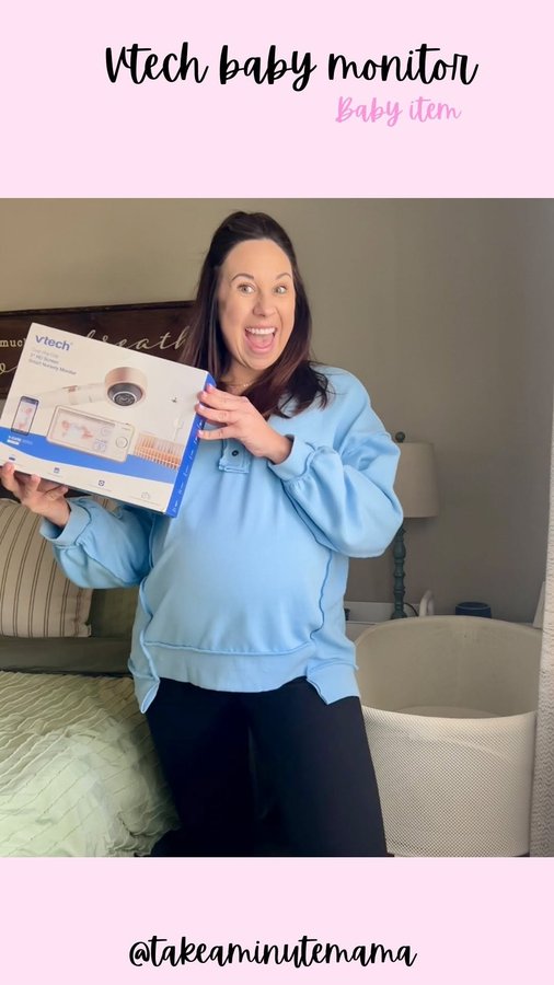 Instagram post by @takeaminutemama for VTECH. Caption reads: [...] anxious mama’s heart. That’s why the....