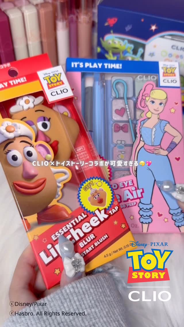 Instagram post by @h_m_cosme for CLIO JAPAN. Caption reads: [ TOY STORY | CLIO Collaboration....