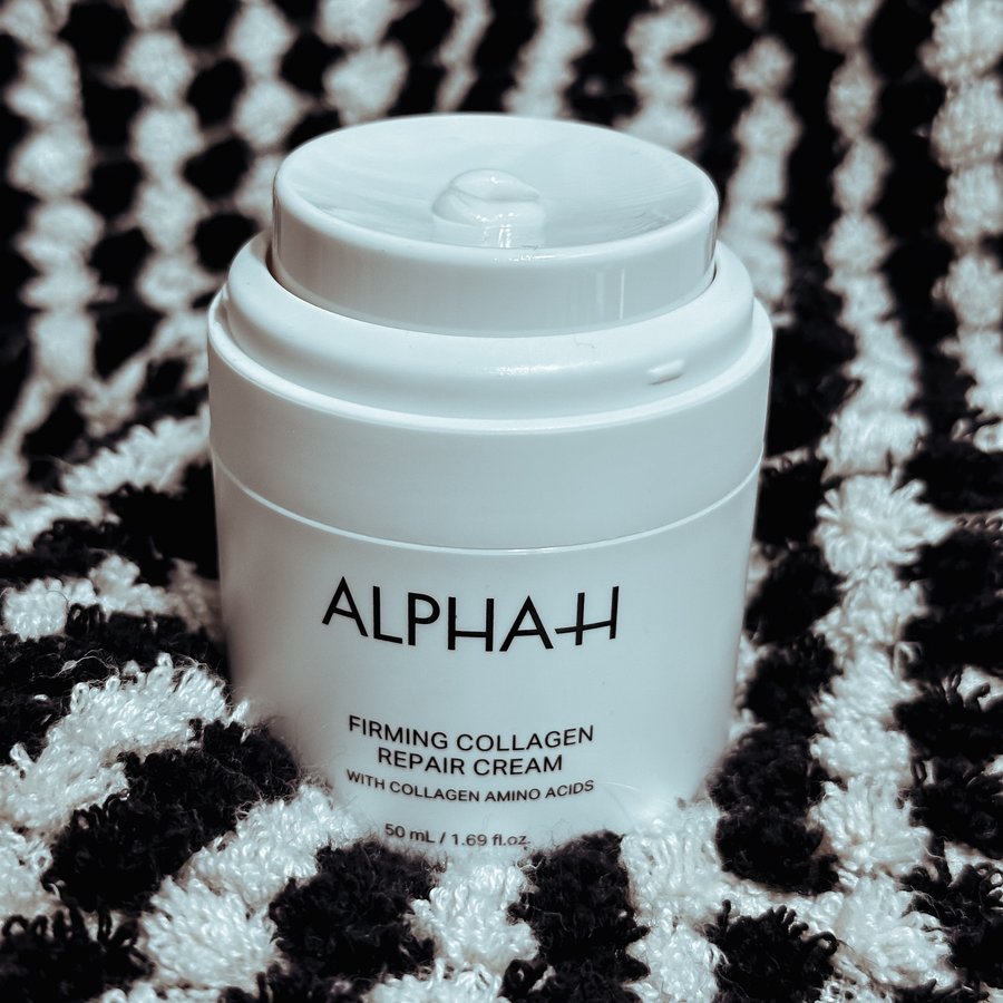 Instagram post by @_eljay_ for ALPHA-H. Caption reads: 💧Pure luxury hydration — my skin drinks it....