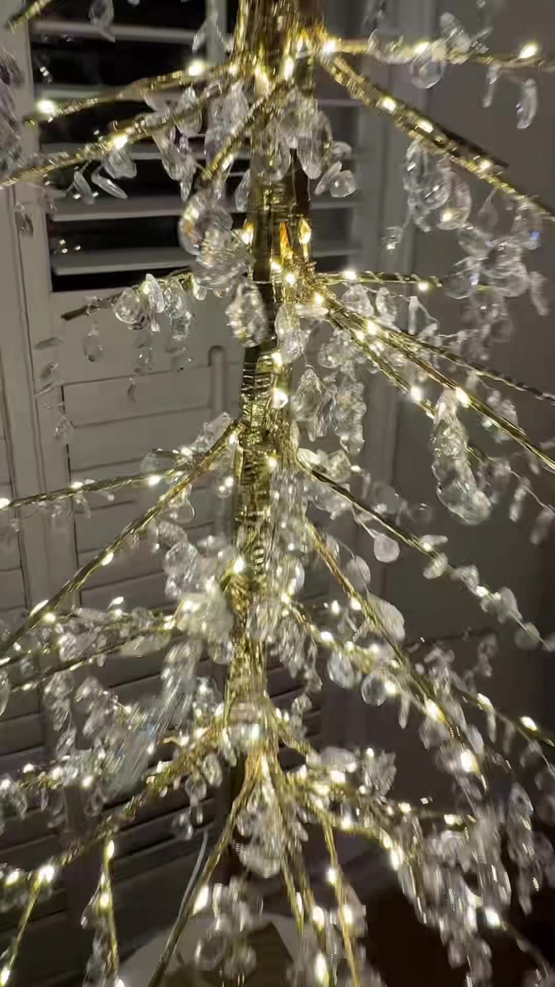 TikTok post by @annearound for HSN. Caption reads: LED 4ft acrylic crystal tree is gorgeous....
