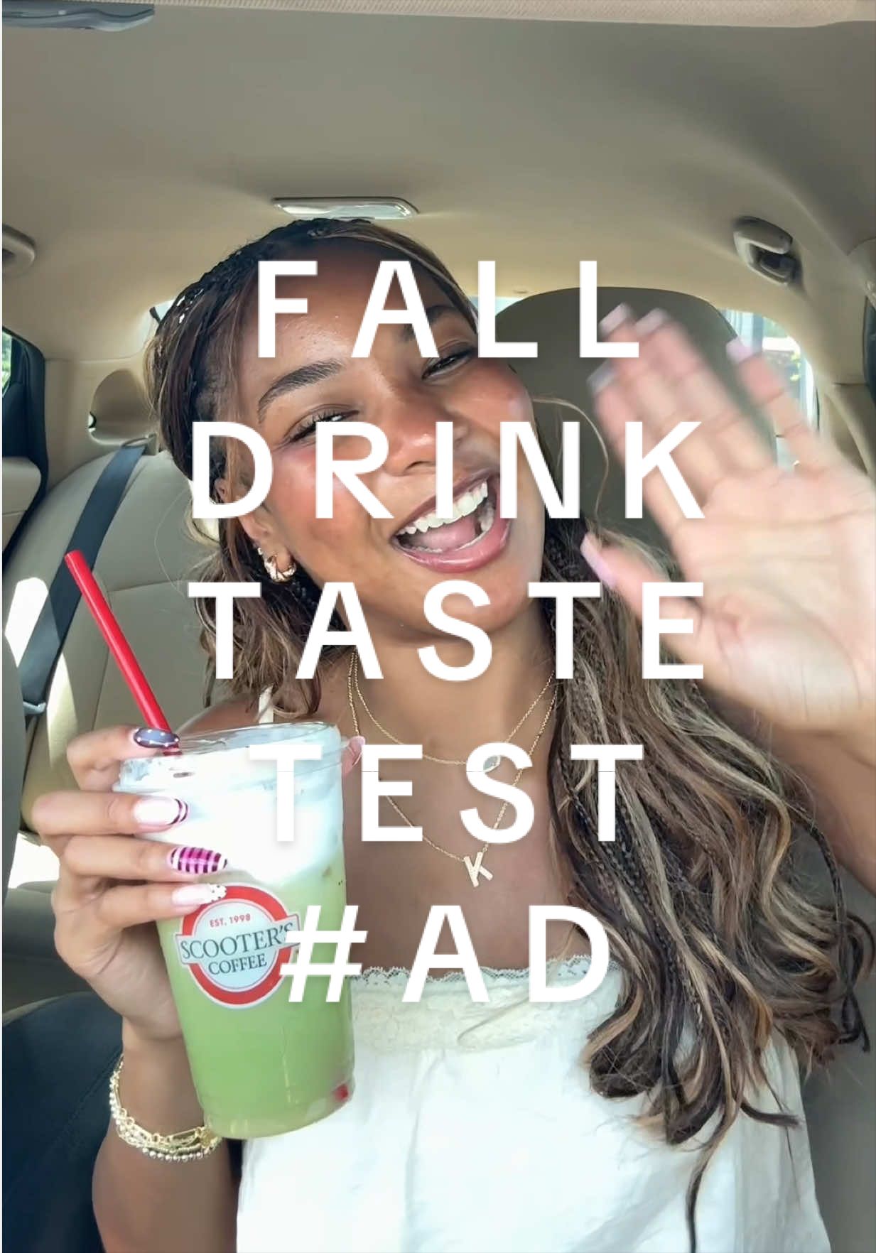 TikTok post by @kamrynbhall for Scooter's Coffee. Caption reads: #ScootersCoffeePartner New fun drink [...].
