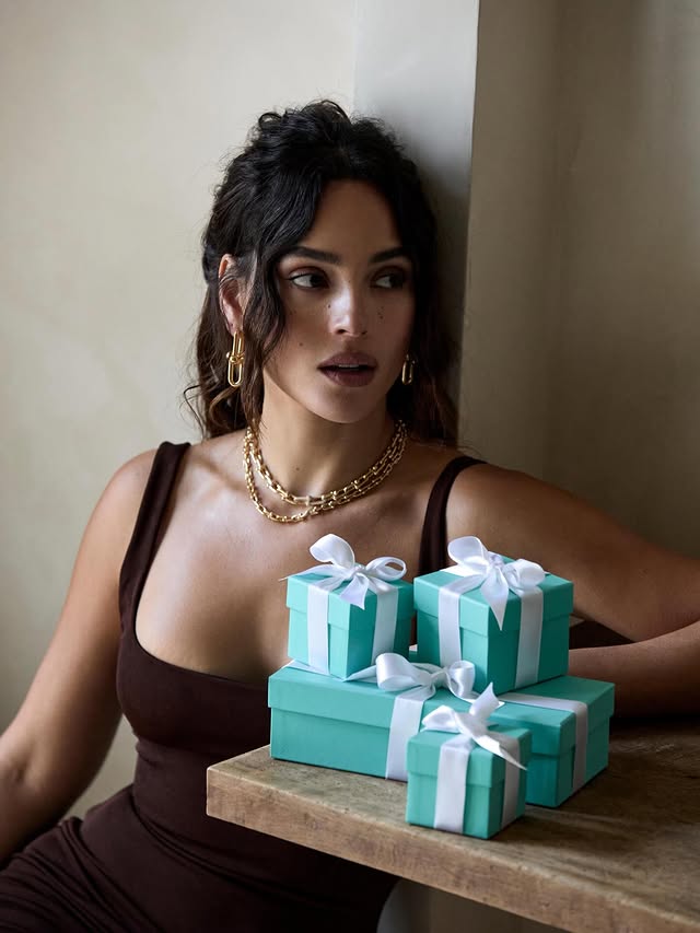 Instagram post by @adriaarjona for Tiffany & Co.. Caption reads: The holidays are always more special with....