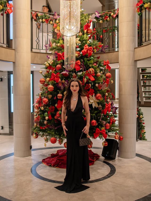 Instagram post by @hellomissjordan for LK Bennett. Caption reads: The black tie gala dinner for the christening of....