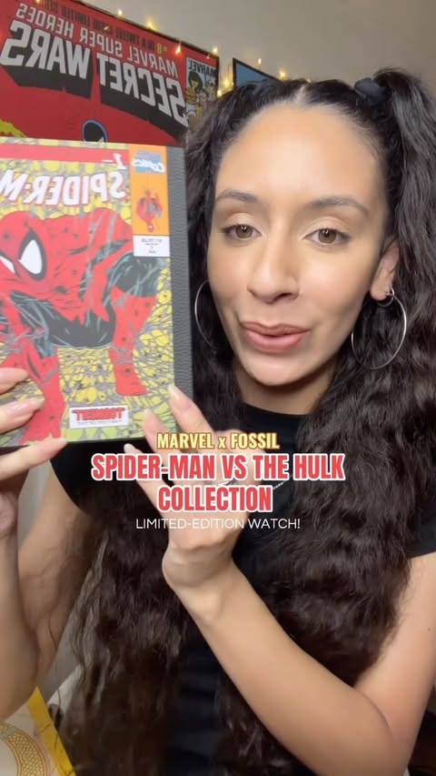 Instagram post by @lindssoapbox for Fossil. Caption reads: #gifted most gorgeous spidey watch from @fossil....