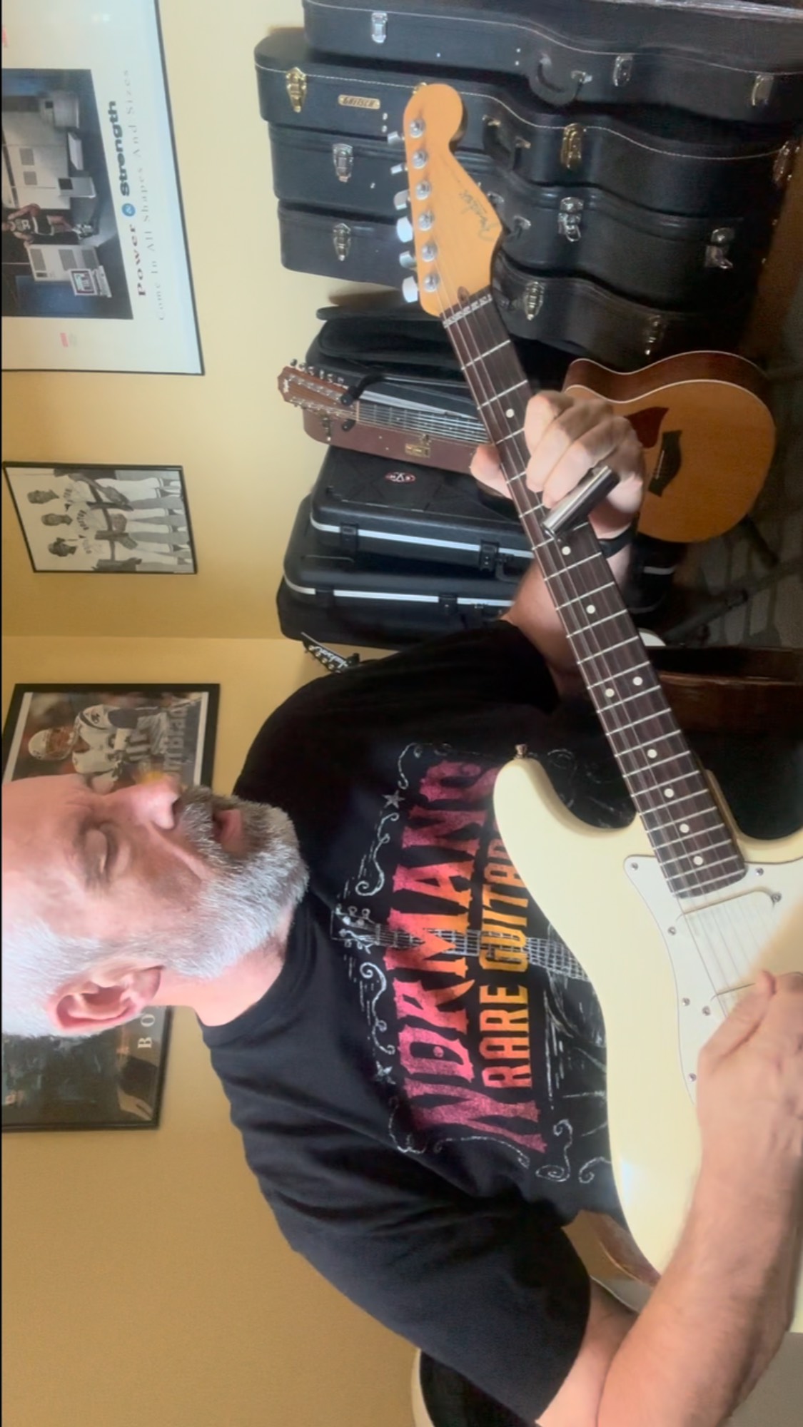 Instagram post by @michael.a.heiser for Fender. Caption reads: [...] trying Brian’s collection. Signal Path:....