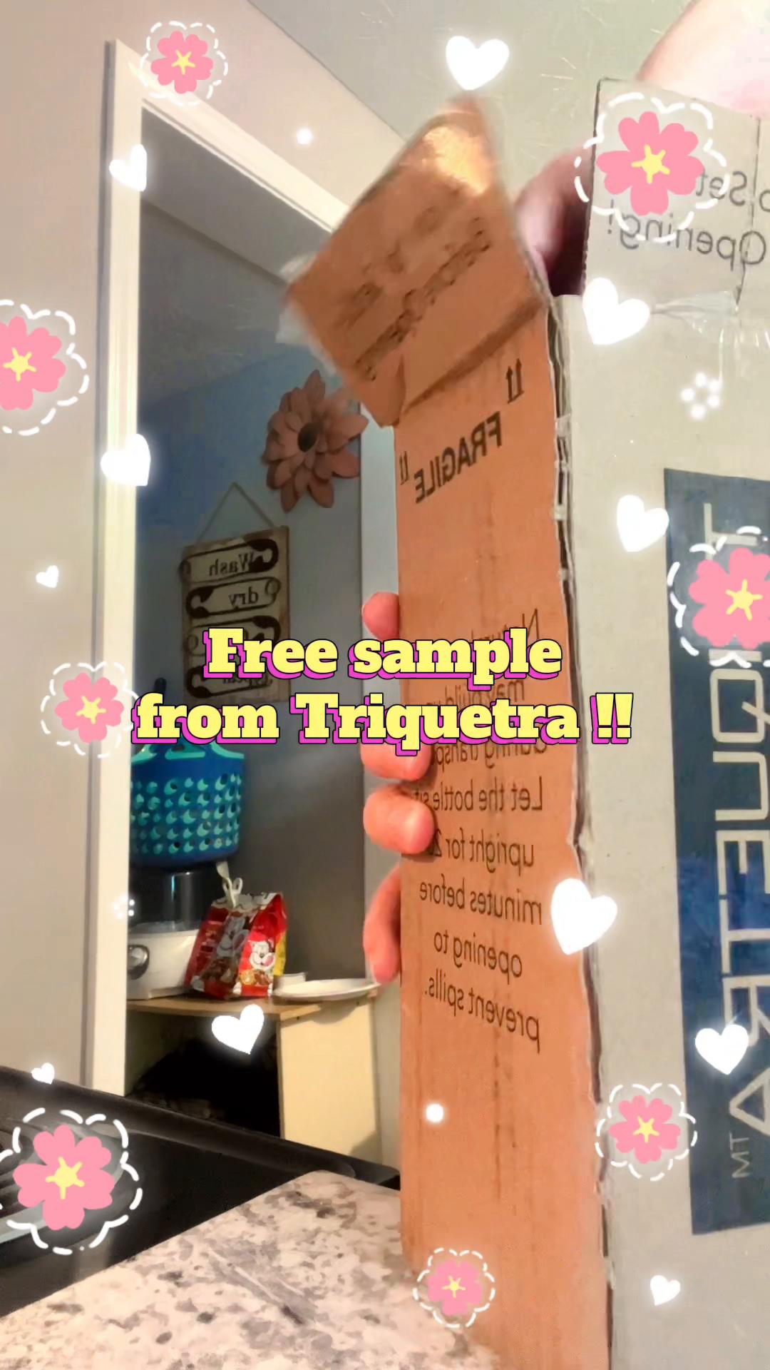TikTok post by @kendallcutie202 for Triquetra Health. Caption reads: Free sample from @Triquetra thanks so much for....