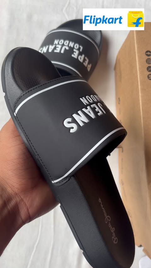 Instagram post by @srinu_xp for Pepe Jeans London. Caption reads: Unboxed my new Pepe Jeans Slides from Flipkart....