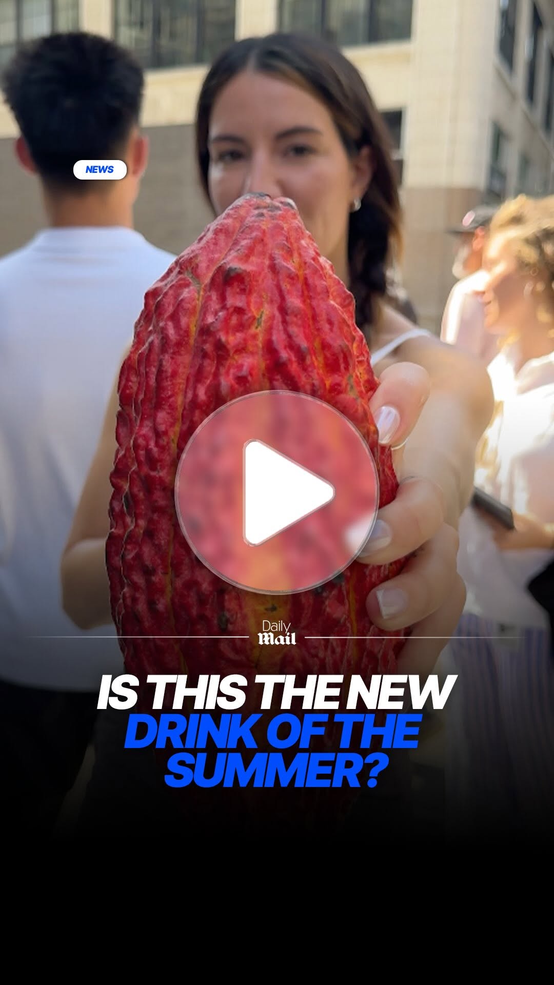 Instagram post by @dailymail for Blue Stripes. Caption reads: Stripes Cacao Water is the perfect drink to add to....