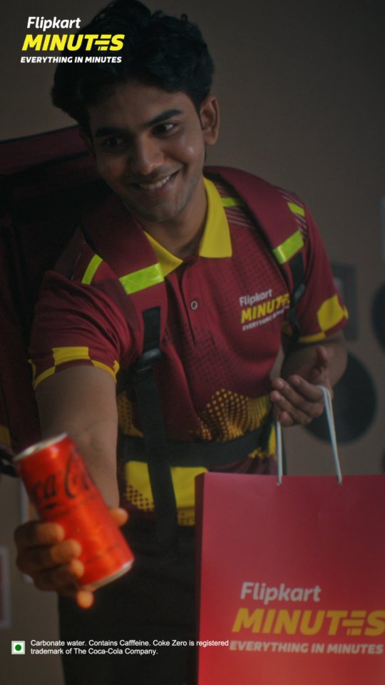 Instagram post by @flipkartminutes for Coca-Cola India. Caption reads: Finished your Coke Zero before the last bite?....
