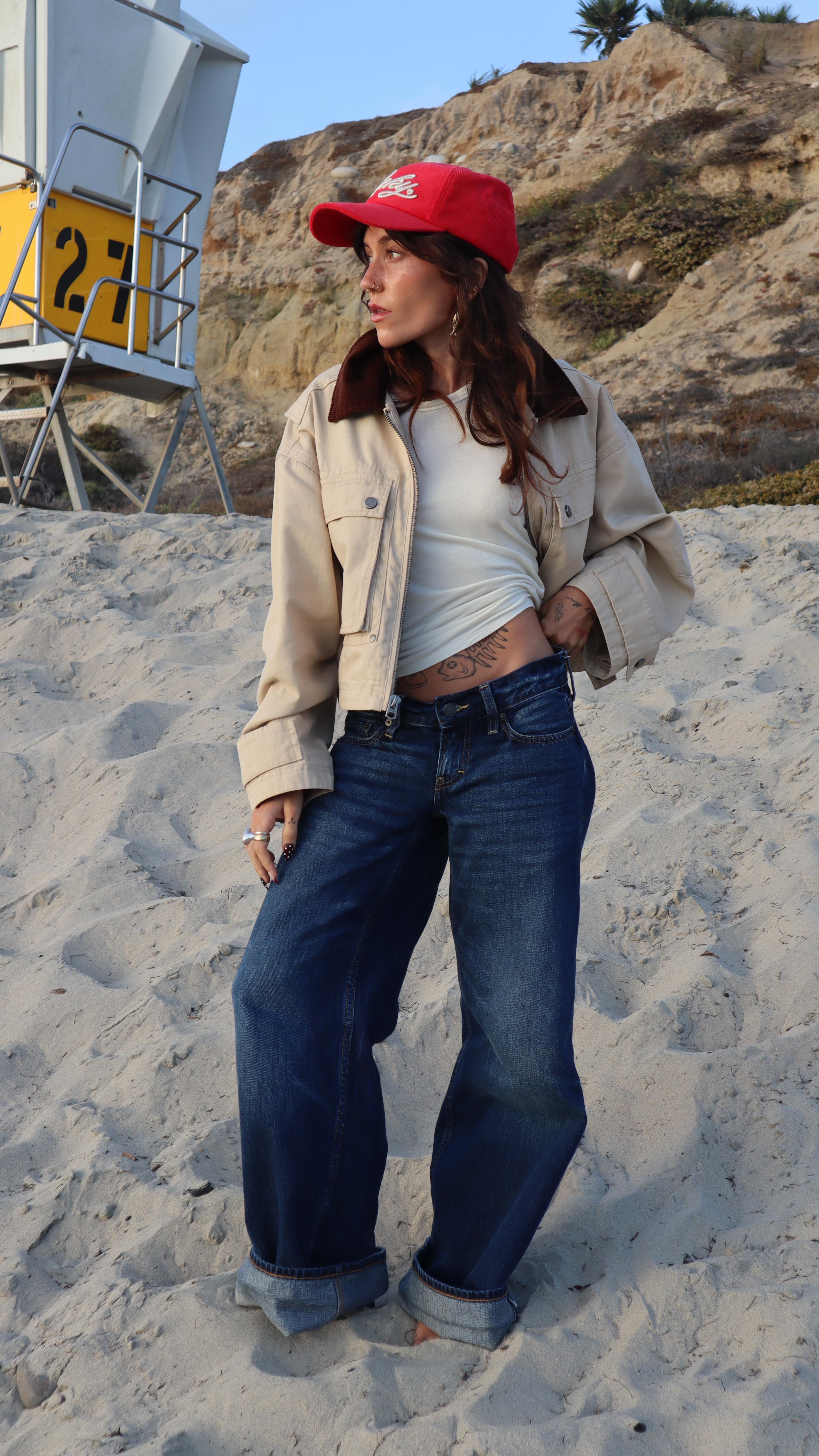 Instagram post by @taympala for Lucky Brand. Caption reads: one pair of denim equals an endless amount of fall....