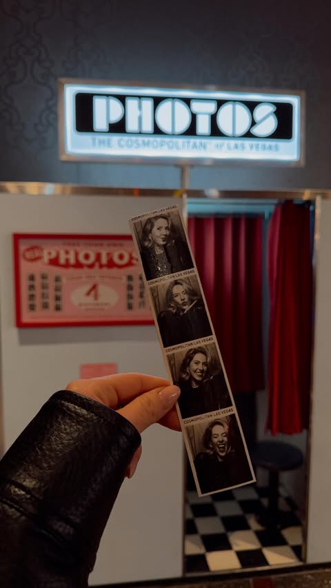 Instagram post by @indiaamoon for British Airways. Caption reads: [...] photobooth, Las Vegas 📍....