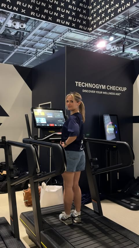 Instagram post by @livingerica for Technogym. Caption reads: [...] treadmill sounds like a plan to me....