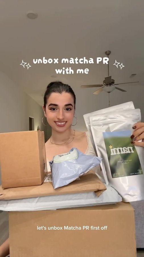 Instagram post by @yasminesmatcha for Udemy. Caption reads: matcha pr unboxing thank you so much! ⋆˙⟡🤍....
