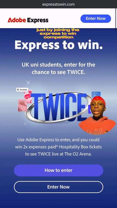 Instagram post by @its.raffy for Adobe. Caption reads: [...] Join the Express To Win competition by....