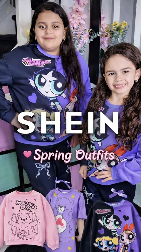 Instagram post by an influencer for SHEIN. Caption reads: [...] Powerpuff Girls,Care Bears” on SHEIN ✨ 🔎....