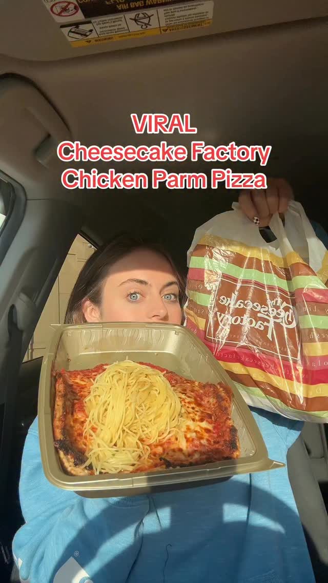 Instagram post by @sarahmargareteats for The Cheesecake Factory. Caption reads: IT’S PERFECT! 🍝🍗🍅🧀🍕

#cheesecakefactory....