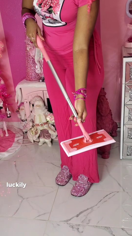 Instagram post by @pinktate1 for Swiffer. Caption reads: #AD #Swiffer Cleaning made fun, thanks to the new....
