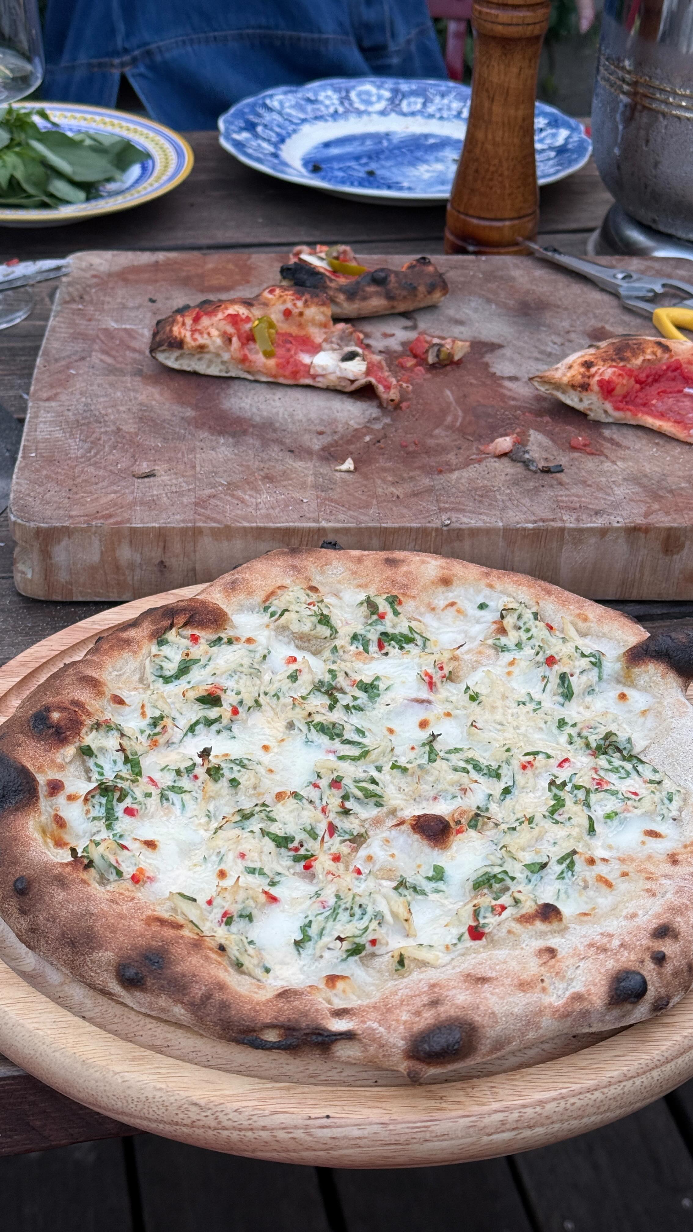 Instagram post by @rosiemackeanpastaqueen for Gozney. Caption reads: White Crab Pie 🦀🦀🦀 an elite easy pizza for you....