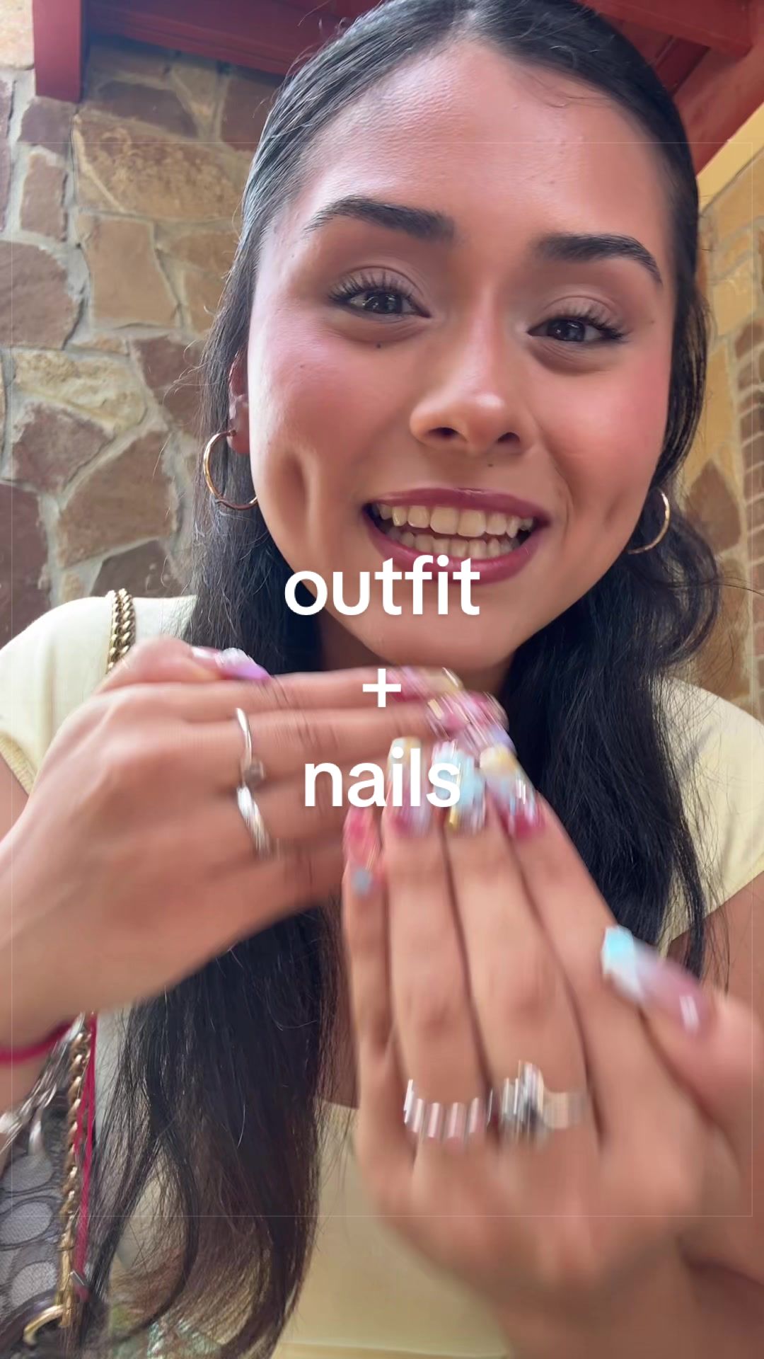 TikTok post by @victoriamireyna for Nailvesta. Caption reads: [...] weeks!! #ootd #pressons #pressonnails....