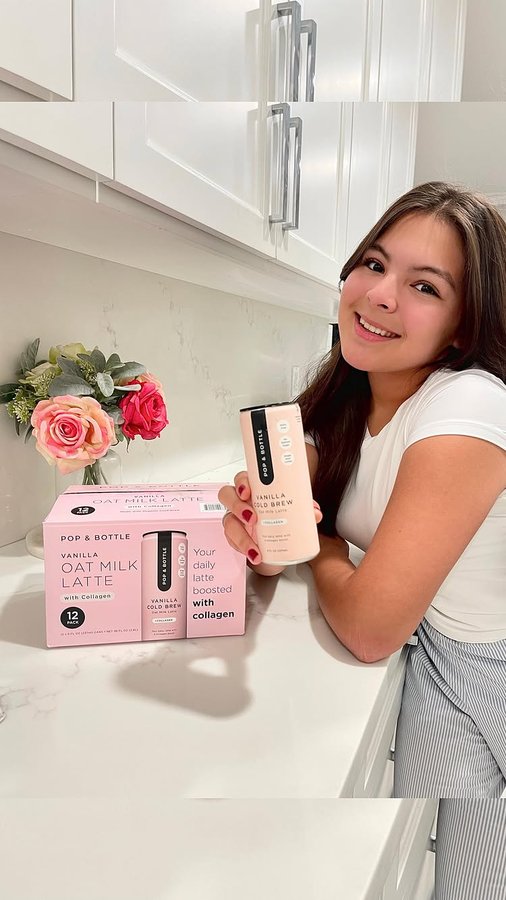 Instagram post by @lovebrielle19 for Pop & Bottle. Caption reads: (AD)Starting my mornings with @popandbottle....