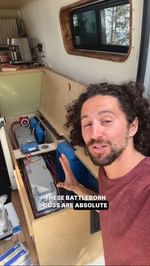 Instagram post by @morleykert for Battle Born Batteries. Caption reads: How do you 3D print in a van? #ad . #3Dprinting....